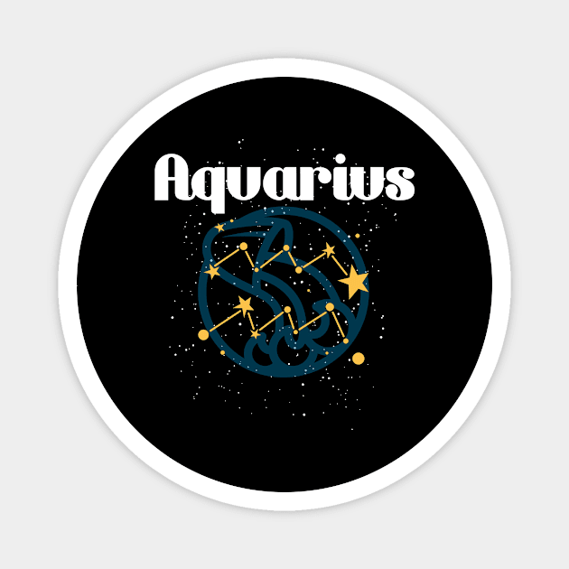 Aquarius Zodiac Sign Astronomy Magnet by merchmafia